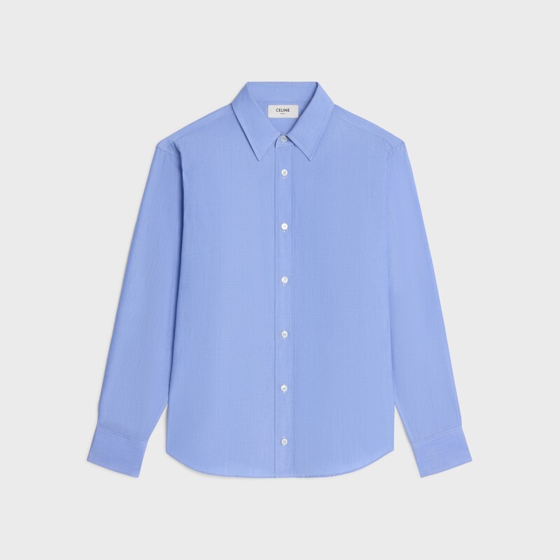 relaxed shirt IN cotton poplin - BLEU -  - 1 | CELINE
