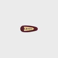 Celine Snap Hair Clip in Calfskin, Brass with Gold Finish and Steel - BURGUNDY / GOLD - HAIR ACCESSORIES - 2 | CELINE