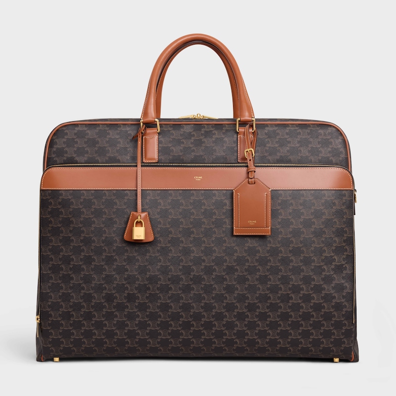 標誌印花及牛皮革掛衣袋 - 棕黃色 - GIFT FINDER - 1 | CELINE