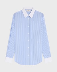 chemise classique popeline de coton rayé - CRAIE/BLEU CIEL -  - 1 | CELINE