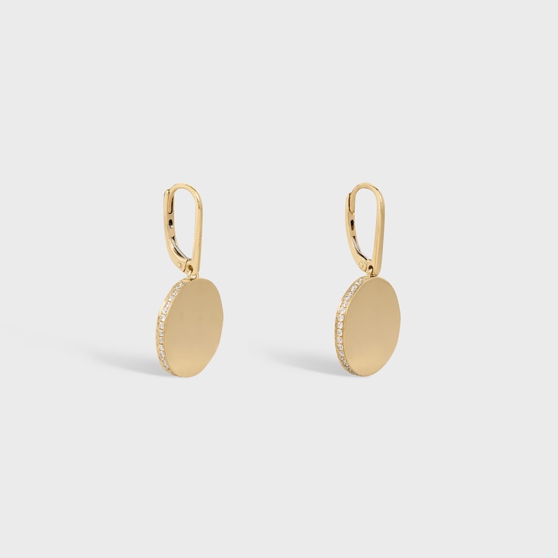 Medaille Celine Earrings in Yellow Gold and Diamonds - Yellow Gold and White - FINE JEWELLERY - 1 | CELINE