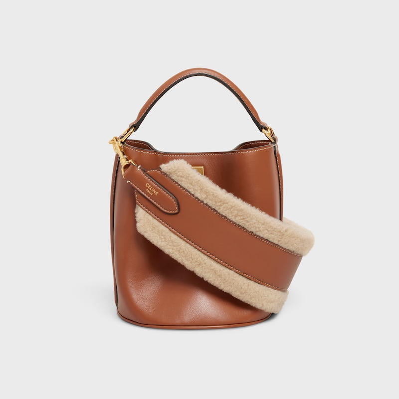 long strap in Shearling and calfskin - NATURAL / TAN - CHARMS AND ACCESSORIES - 1 | CELINE