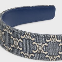 CELINE ジャカード トリオンフ ヘッドバンド / コットン、ナイロン、ポリエステル、カーフスキン - ネイビー / エクリュ - 新作 - 2 | CELINE