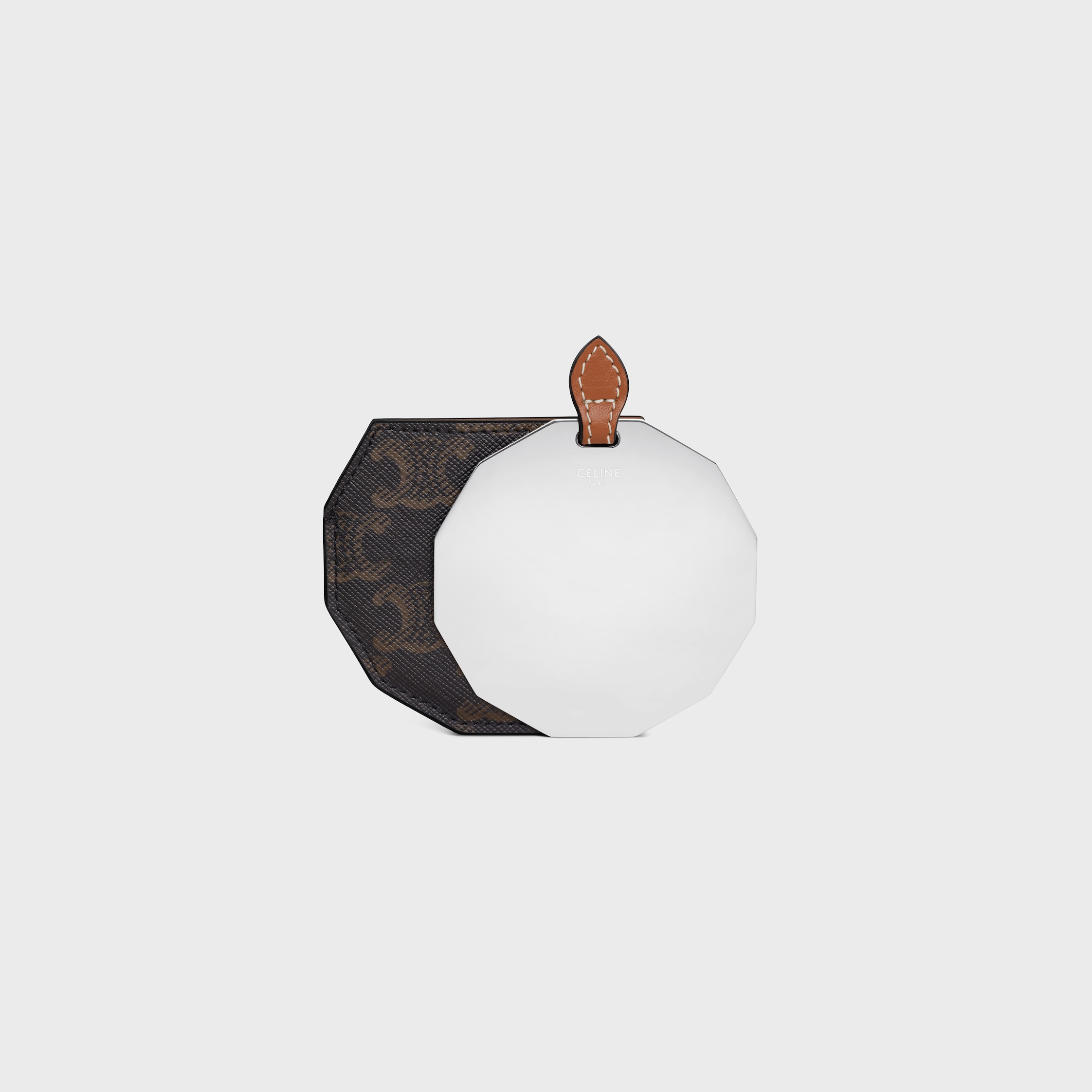 CELINE 手鏡 mirror with pouch in smooth calfskin - TAN | CELINE