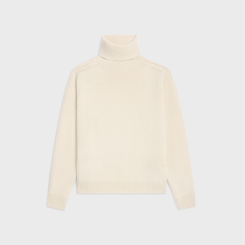 turtleneck sweater IN SEAMLESS CASHMERE - IVORY -  - 1 | CELINE