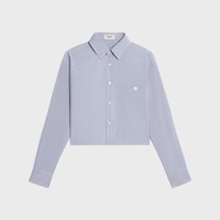 cropped shirt in striped cotton and silk - CRAIE/MARINE -  - 1 | CELINE