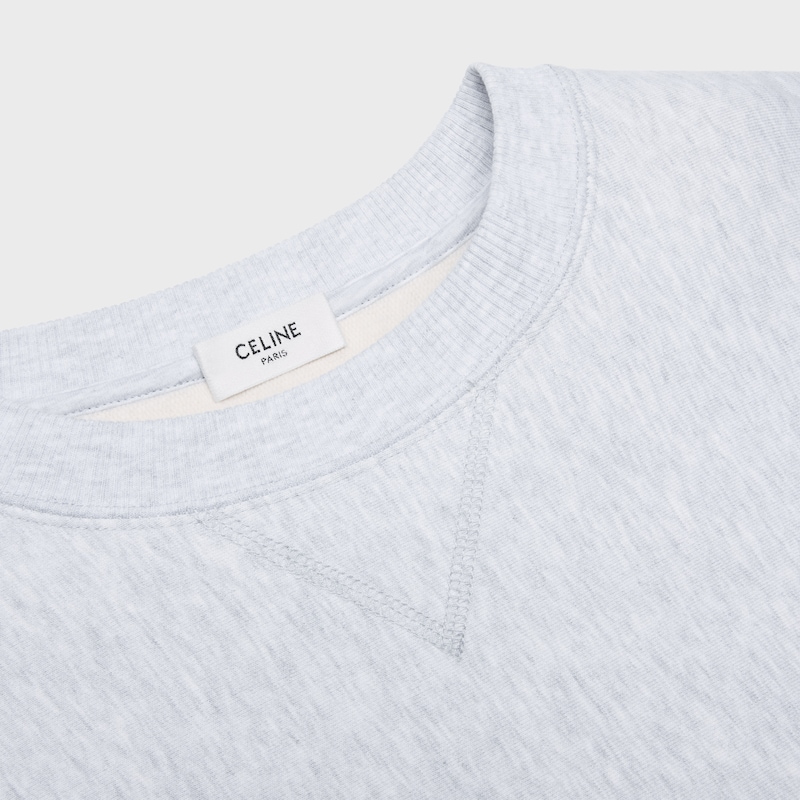 sweatshirt IN cotton fleece - PALE GREY / BLACK -  - 1 | CELINE