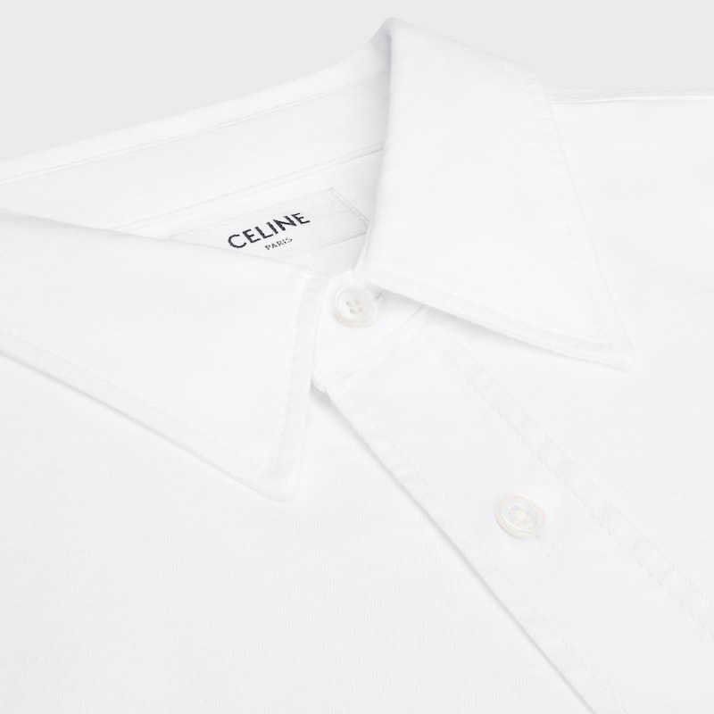 棉質牛仔布休閒襯衫 - 水洗白 -  - 1 | CELINE