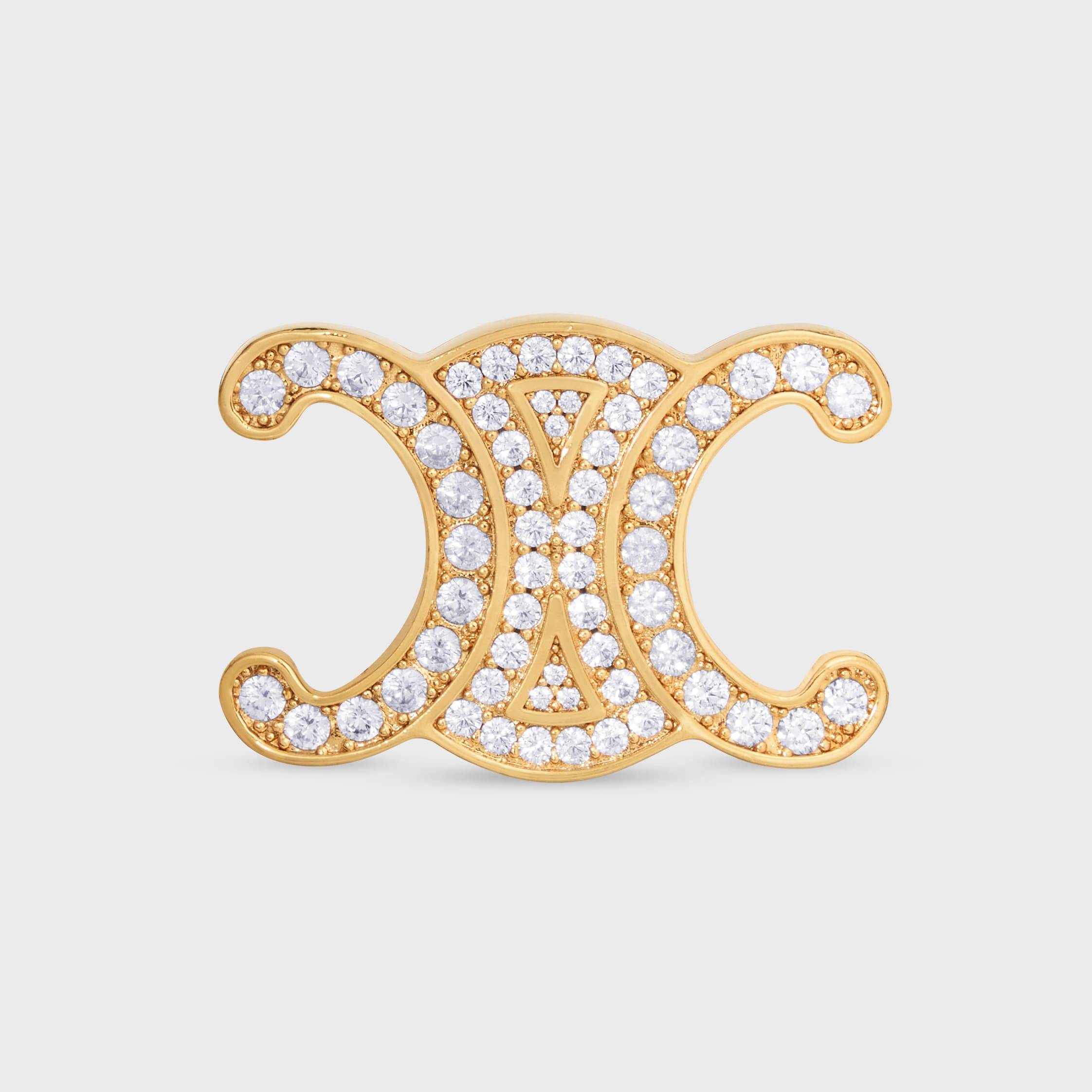 TRIOMPHE BUCKLE 18MM IN BRASS WITH STRASS - GOLD / CRYSTAL | CELINE