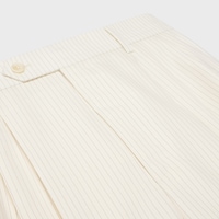 triple-pleated masculin shorts in striped wool - IVOIRE/NOIR -  - 2 | CELINE