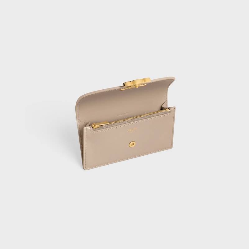 LONG CARD HOLDER WITH FLAP TRIOMPHE  IN Shiny calfskin - SAFARI - COIN AND CARD HOLDERS - 1 | CELINE