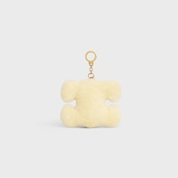 TRIOMPHE pom-pom keyring  with heart in SHEARLING AND ACETATE with GOLD FINISHING - NATURAL / TAN - SUMMER SELECTION - 2 | CELINE