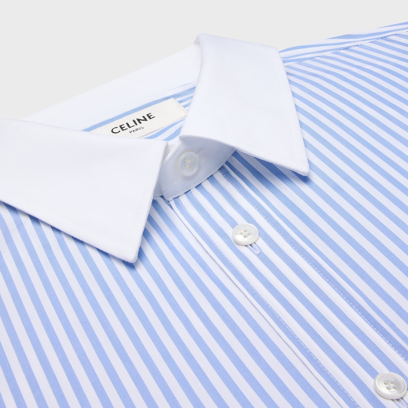 classic shirt IN striped cotton poplin - CRAIE/BLEU CIEL -  - 1 | CELINE