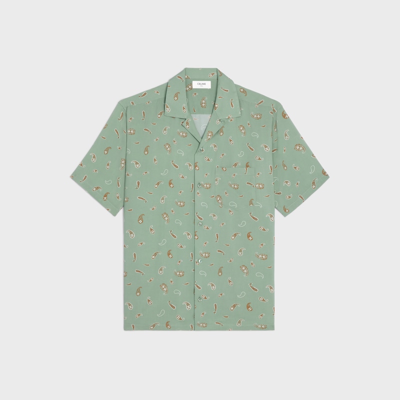 CAMISA BOWLING DE VISCOSA CON ESTAMPADO PAISLEY - SALVIA/CREMA/TABACO -  - 1 | CELINE