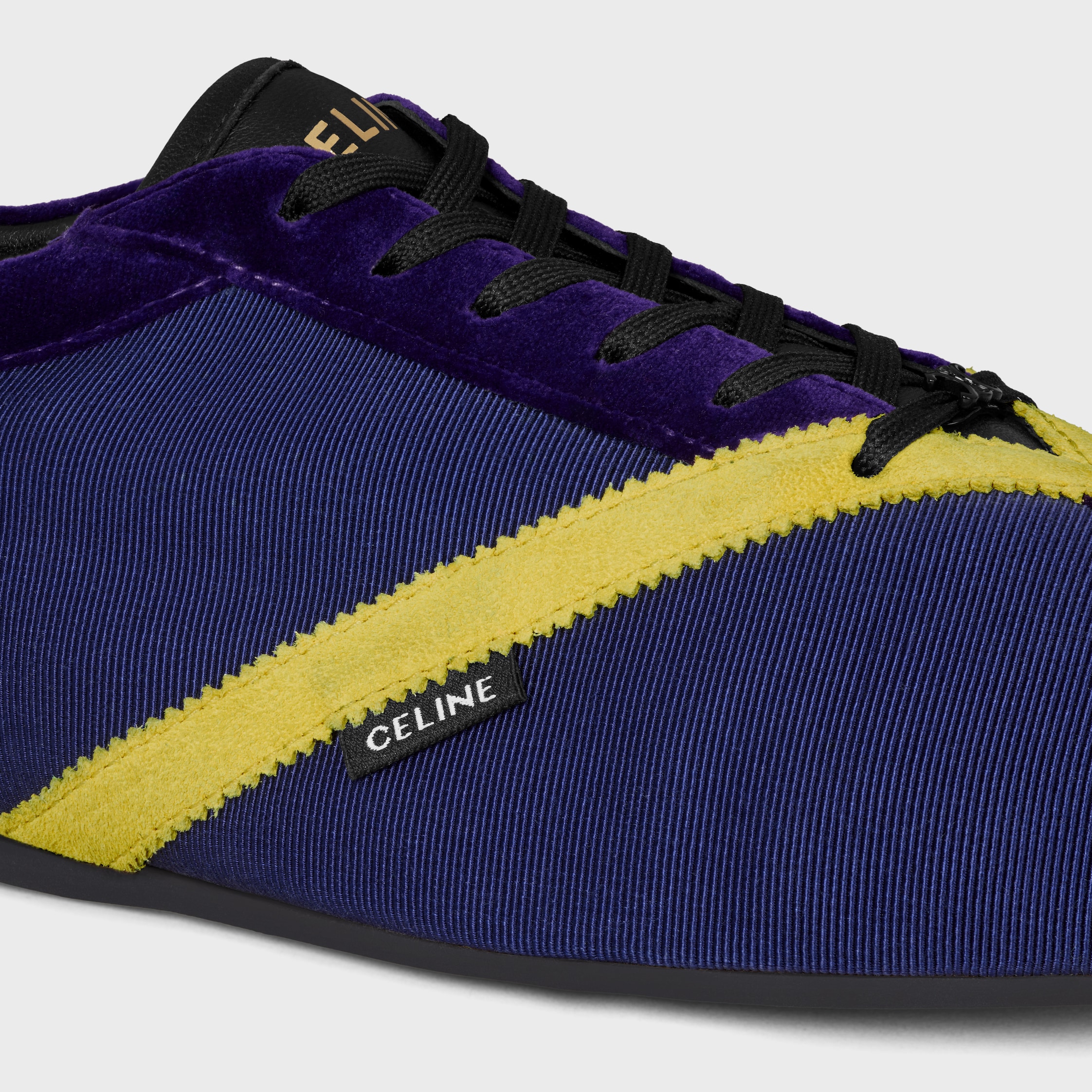 THE FLAT SNEAKER IN GROS GRAIN, VELVET, SUEDE CALFSKIN AND