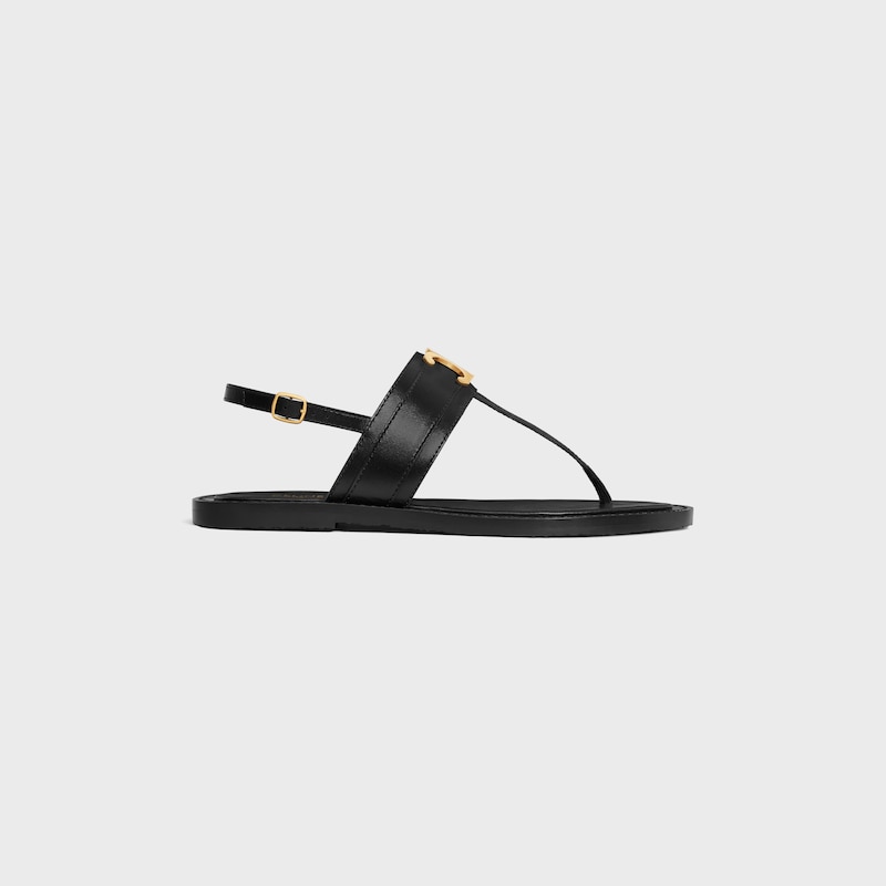 SANDALIA DE PLAYA CELINE LYMPIA DE PIEL DE BECERRO - NEGRO -  - 1 | CELINE
