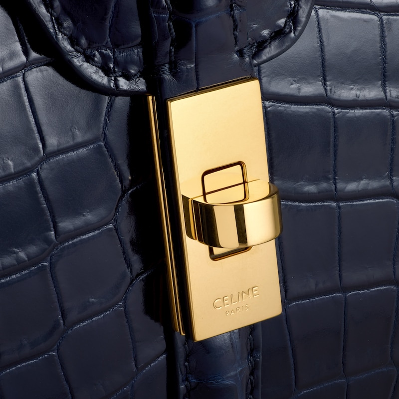 MINI 16 in porosus crocodile - NAVY BLUE - MORE LINES - 1 | CELINE