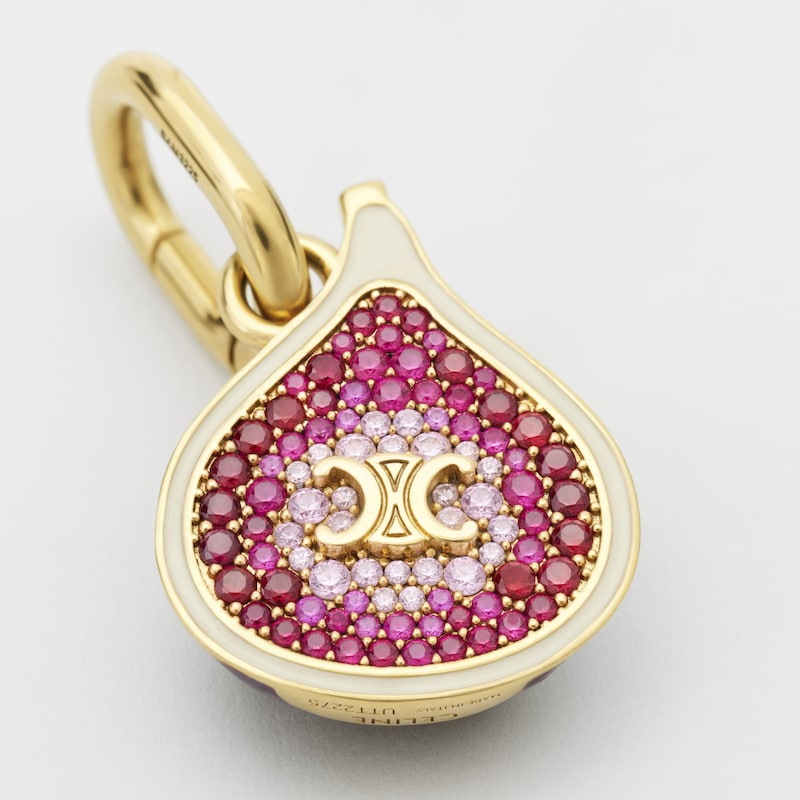 CHARMS FIG IN BRASS WITH GOLD FINISH, ENAMEL AND STRASS - PURPLE / CREAM / GOLD - NEW - 1 | CELINE