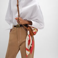 TEEN TRIOMPHE IN SILK AND NATURAL CALFSKIN - RED/OFF WHITE - TRIOMPHE - 2 | CELINE