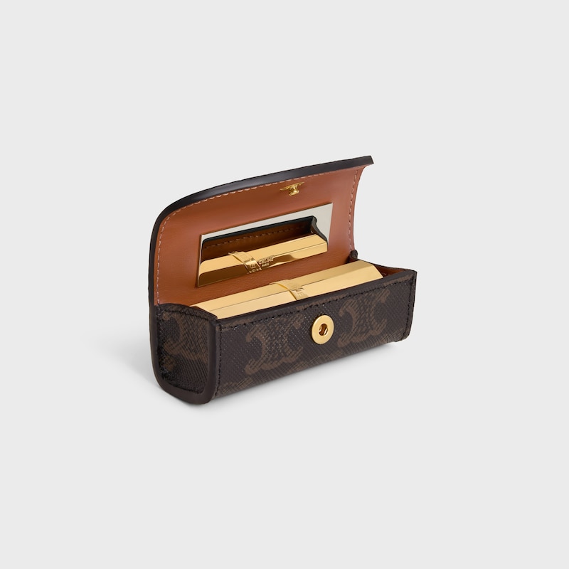 LIPSTICK CASE IN TRIOMPHE CANVAS - BLACK / TAN - LIPSTICKS AND ACCESSORIES - 1 | CELINE