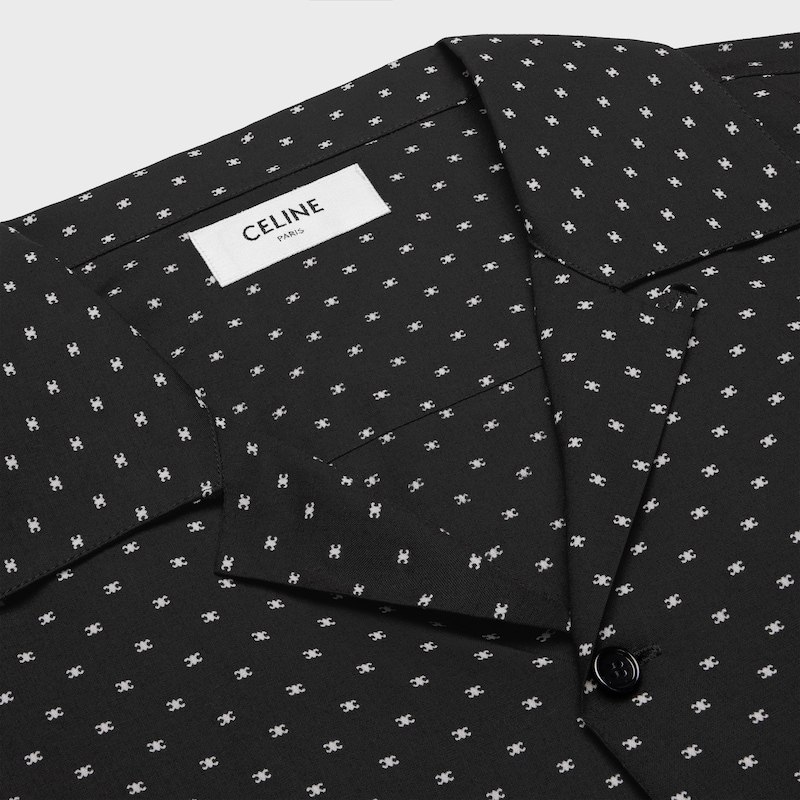 camisa hawaiana de viscosa con estampado - NEGRO/TIZA -  - 1 | CELINE