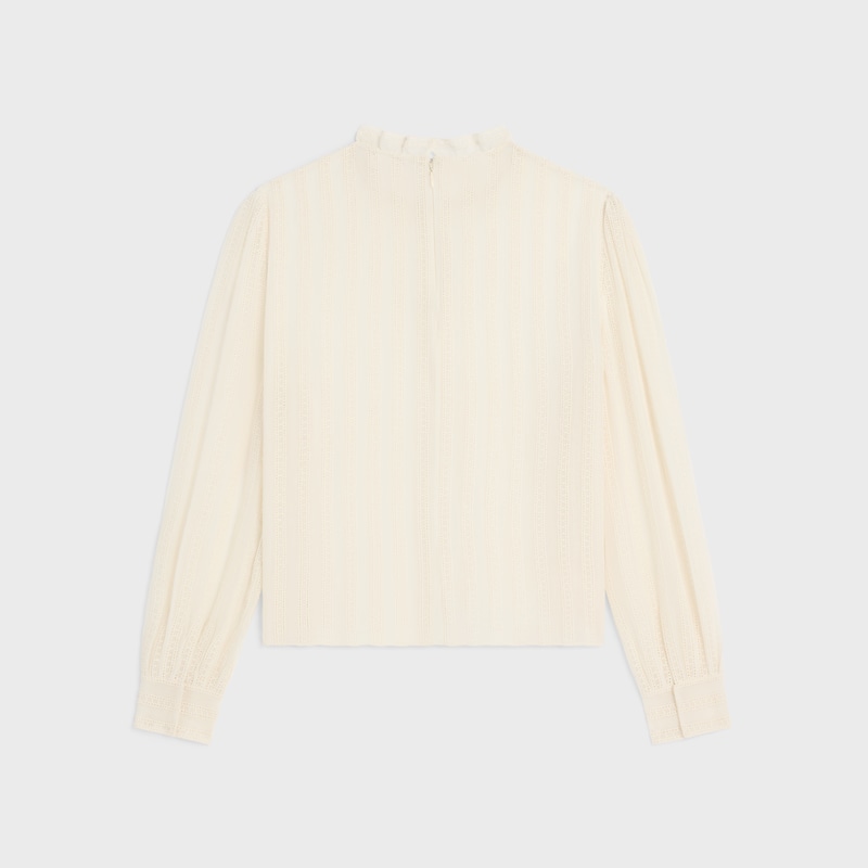 cropped blouse in muslin, cotton and wool - CREME -  - 1 | CELINE