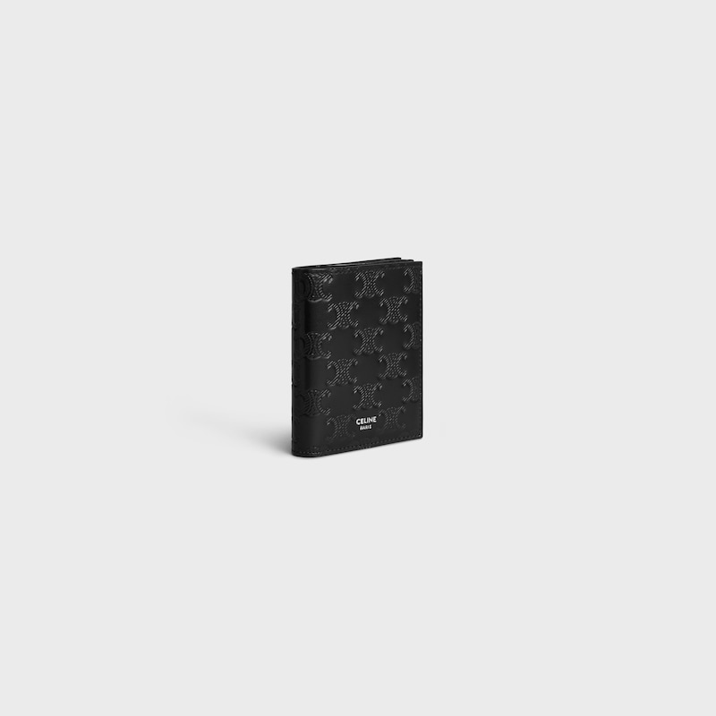 Compact Wallet IN CALFSKIN WITH TRIOMPHE EMBOSSED - BLACK - WALLETS - 1 | CELINE