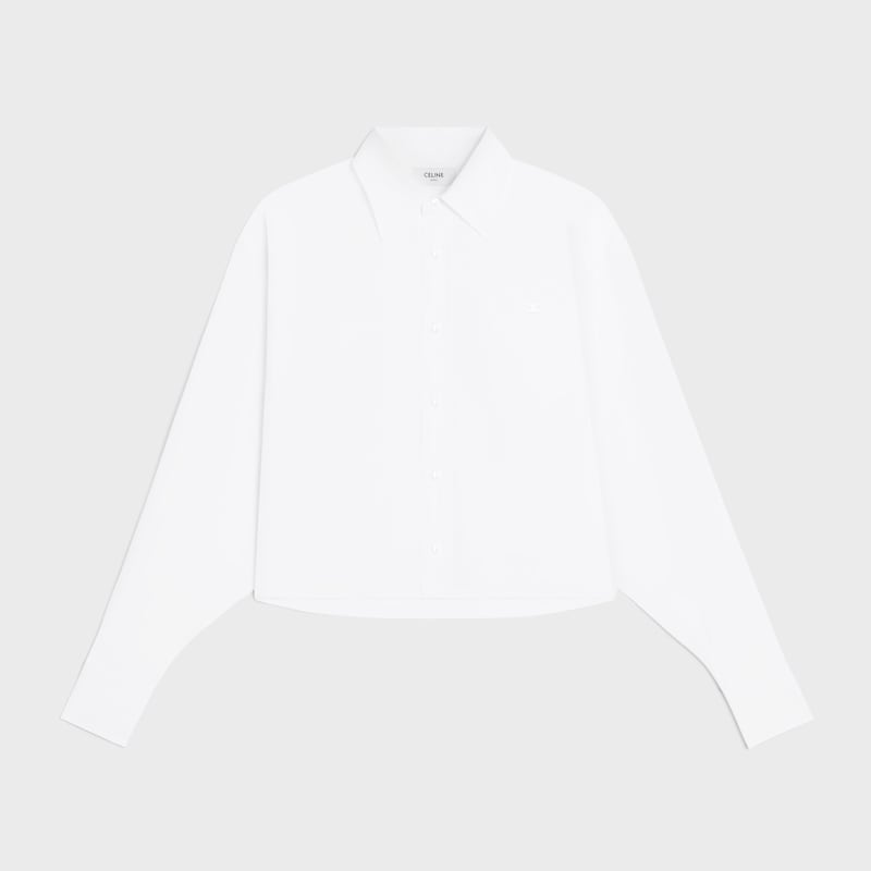 cropped shirt IN COTTON POPLIN - WHITE -  - 1 | CELINE