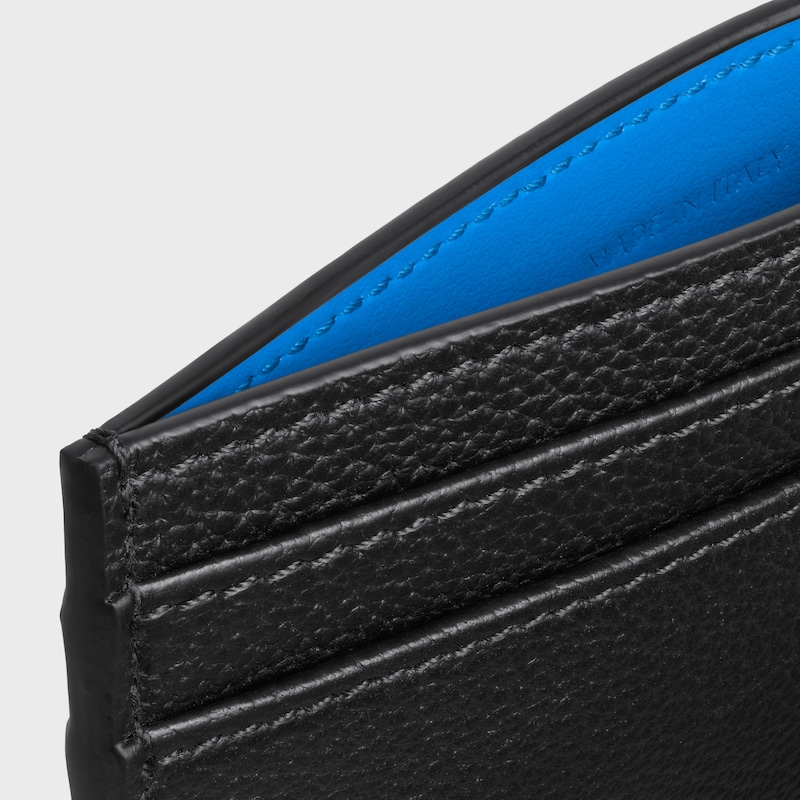 MEDIUM CARD HOLDER  IN GRAINED SUPPLE CALFSKIN - BLACK / ULTRA BLUE - NEW - 1 | CELINE
