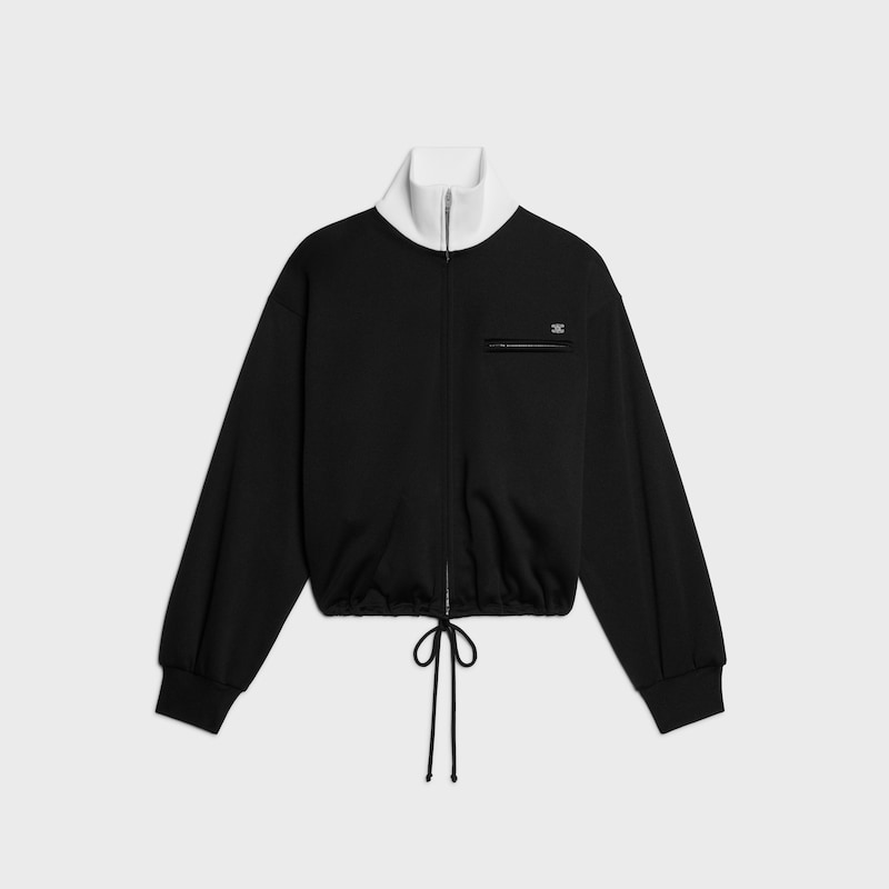 tracksuit jacket IN double face jersey - BLACK / WHITE -  - 1 | CELINE