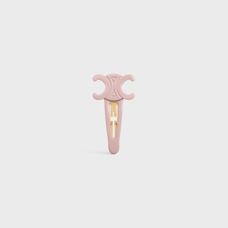 Celine Large Snap Hair Clip in Acetate and Steel - PASTEL PINK / GOLD - HAIR ACCESSORIES - 1 | CELINE