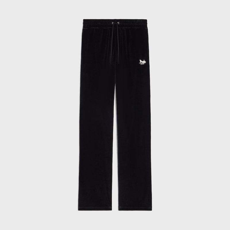 TRACKSUIT PANTS IN velvet jersey - BLACK / WHITE -  - 1 | CELINE