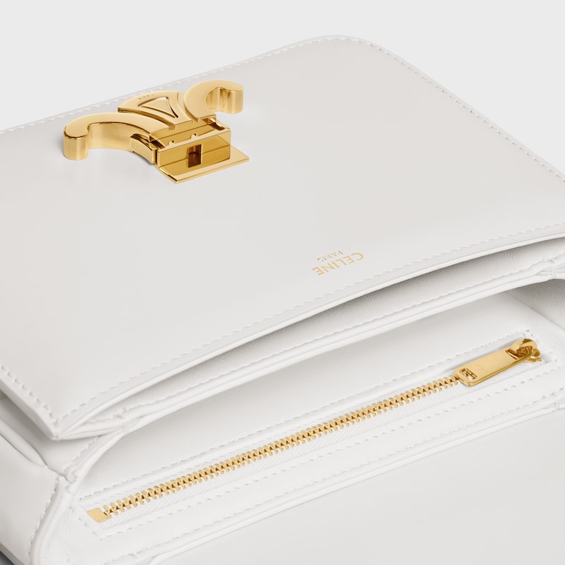 Teen Triomphe Bag in shiny calfskin - WHITE - TRIOMPHE - 1 | CELINE