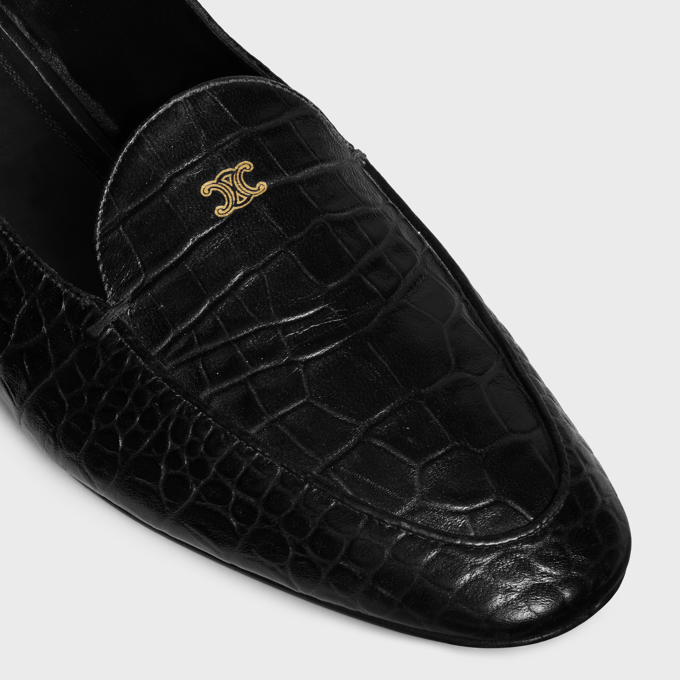 LOAFER AURA IN CROCODILE STAMPED LAMBSKIN - BLACK | CELINE