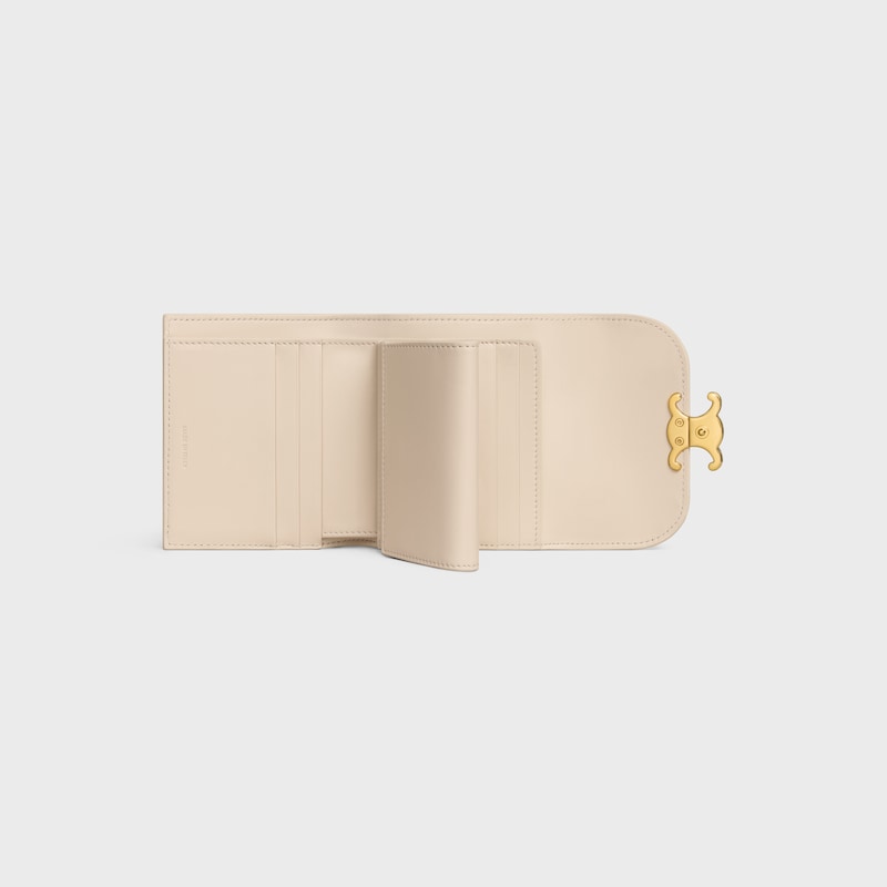 Small Flap Wallet TRIOMPHE IN Shiny calfskin - CREAM - WALLETS - 1 | CELINE