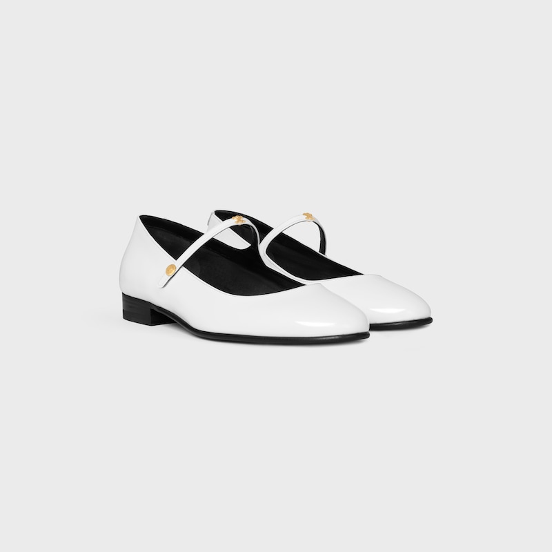 CITY - BALLERINE MARY-JANE EN CUIR DE VEAU BRILLANT - ULTRA BLANC -  - 1 | CELINE