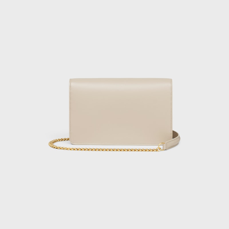 WALLET ON CHAIN MARGO in Shiny calfskin - LIGHT STONE - ESSENTIAL GIFTS - 1 | CELINE