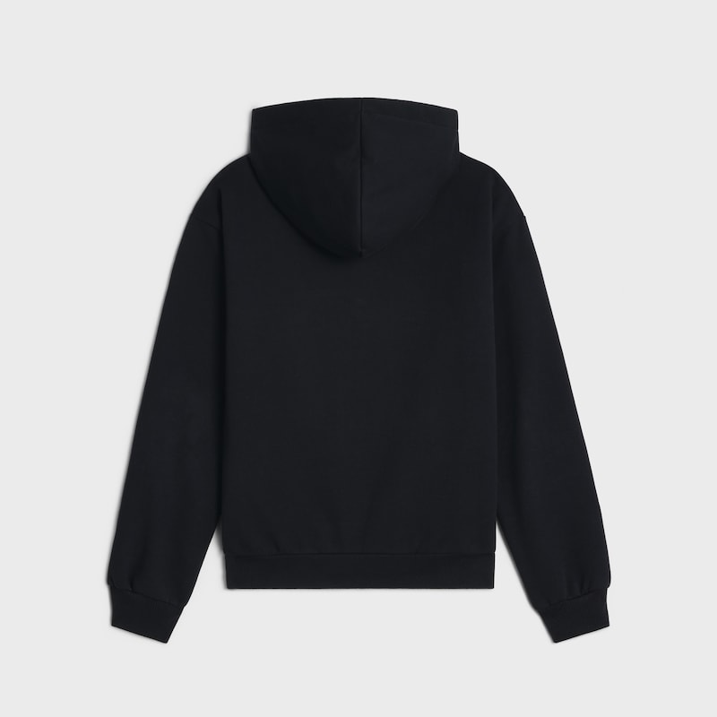 CELINE LOOSE HOODIE IN COTTON FLEECE - BLACK / WHITE -  - 1 | CELINE