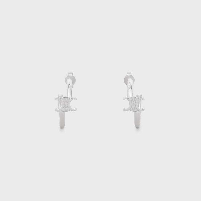 Cr&eacute;oles Triomphe Asym&eacute;trique en Laiton Rhodi&eacute; - ARGENT - BOUCLES D'OREILLES - 1 | CELINE