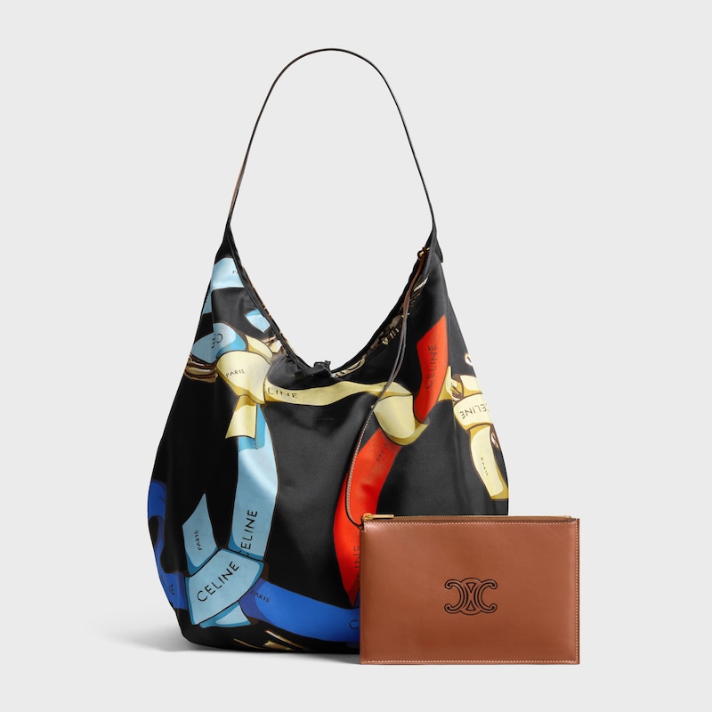 LARGE HOBO IN SILK AND CALFSKIN - MULTICOLOR - HOBO - 1 | CELINE