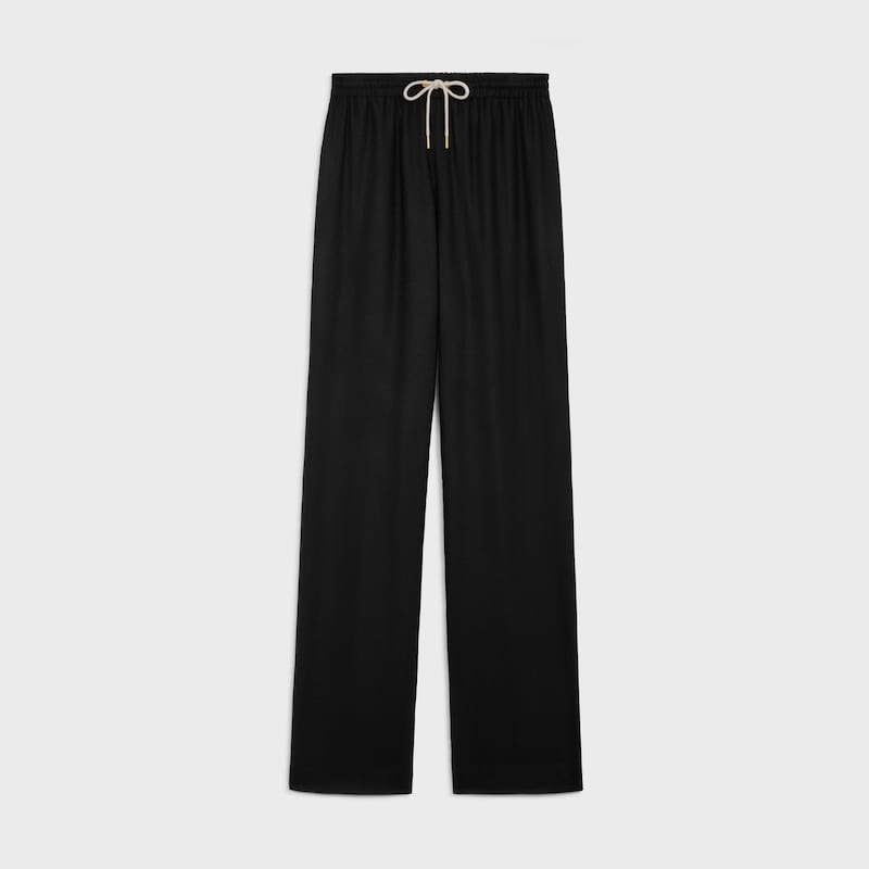 straight jogging pants in cashmere flannel - BLACK -  - 1 | CELINE