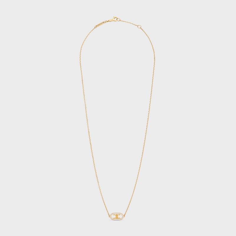 Maillon Triomphe Necklace in Yellow Gold and Diamonds - Yellow Gold & White - CELINE GRAND SOIR - 1 | CELINE