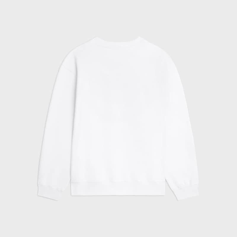 loose sweatshirt IN cotton fleece - OFF WHITE / BLACK -  - 1 | CELINE