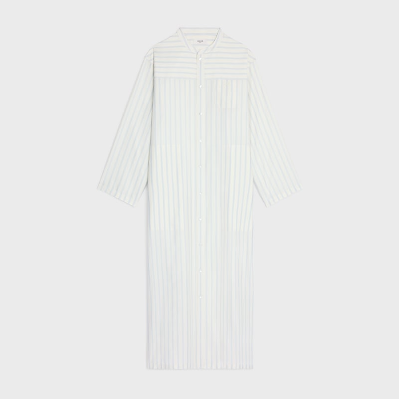long tunic dress IN striped silk - CRAIE/BLEU CIEL -  - 1 | CELINE
