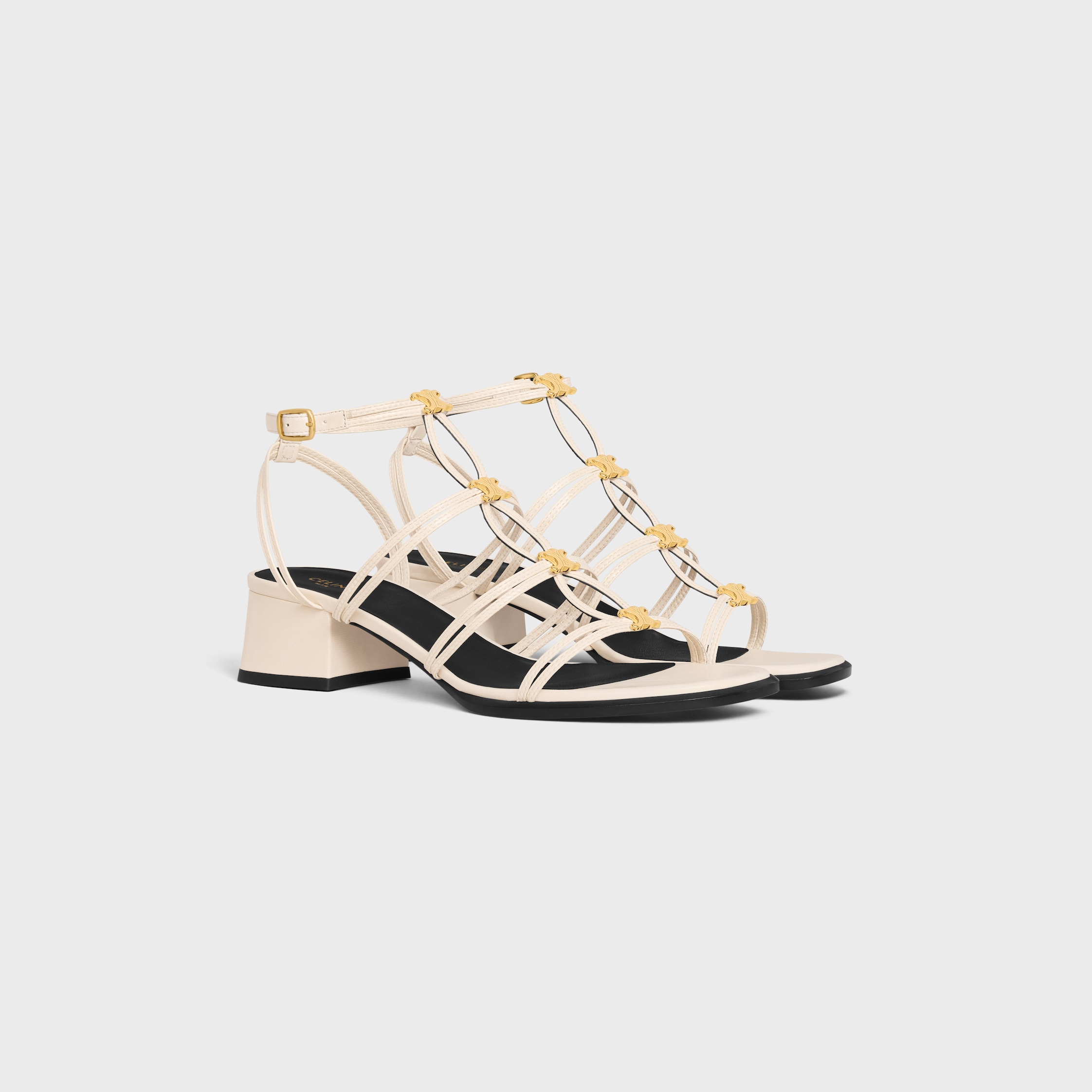 CELINE CLEMENCE MULTI TRIOMPHE SANDAL IN LAMBSKIN - MILK