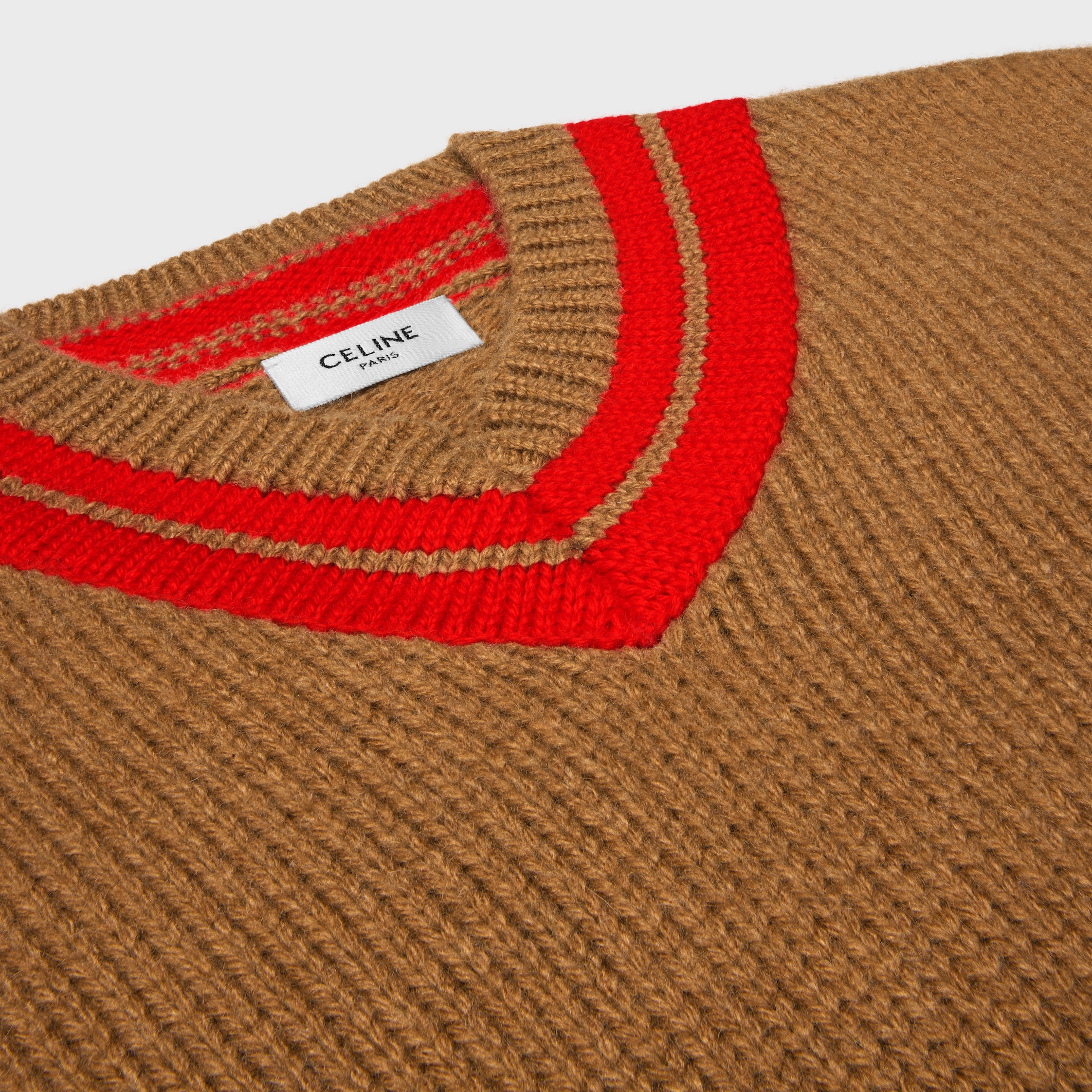 CELINE  S  セーターcacao様 V-NECK SWEATER IN CASHMERE - CAMEL / RED | CELINE