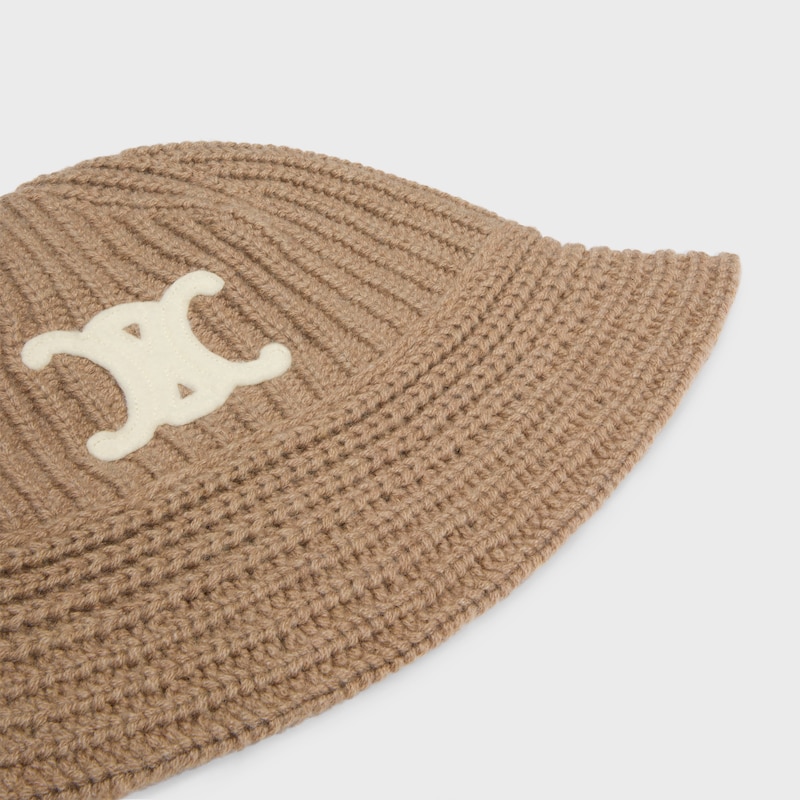 Triomphe羊絨鐘形無擔帽 - 駝色 -  - 1 | CELINE