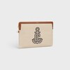 SMALL POUCH WITH STRAP IN TEXTILE WITH ANCHOR EMBROIDERY AND CALFSKIN - NATURAL / TAN - POUCHES AND TECH ACCESSORIES - 3 | CELINE