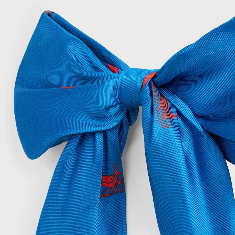 Celine Big Ribbon Hair Clip in Silk and Steel - ULTRA BLUE / ULTRA RED - NEW - 1 | CELINE