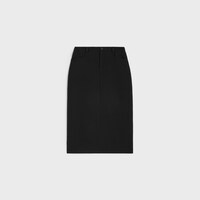 羊絨馬海毛席紋直筒半截裙 - 黑色 -  - 1 | CELINE